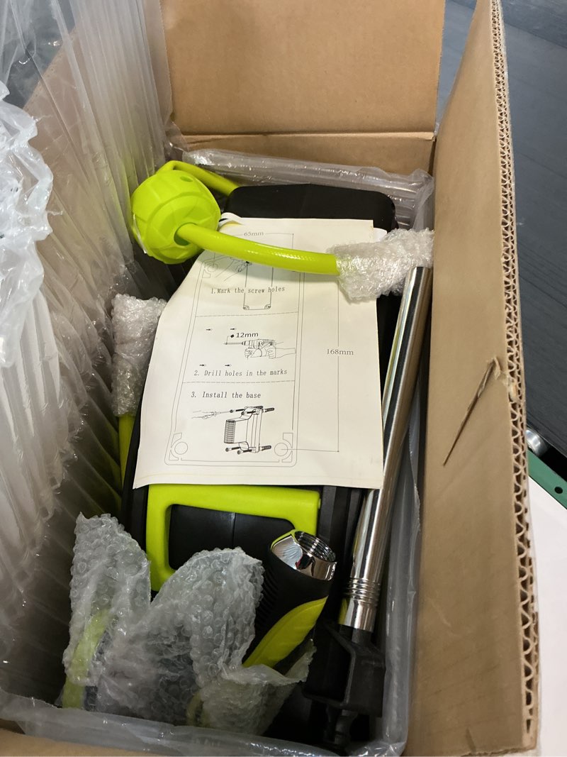 Condition photo showing Good Condition for Retractable Garden Hose Reel - 1/2 inch x 50ft Wall Mounted Hose Reel with 3/4 inch Brass Fitting & 10 Function Sprayer Nozzle - Any Length Lock, Auto Rewind System, 180°Swivel Bracket - Black