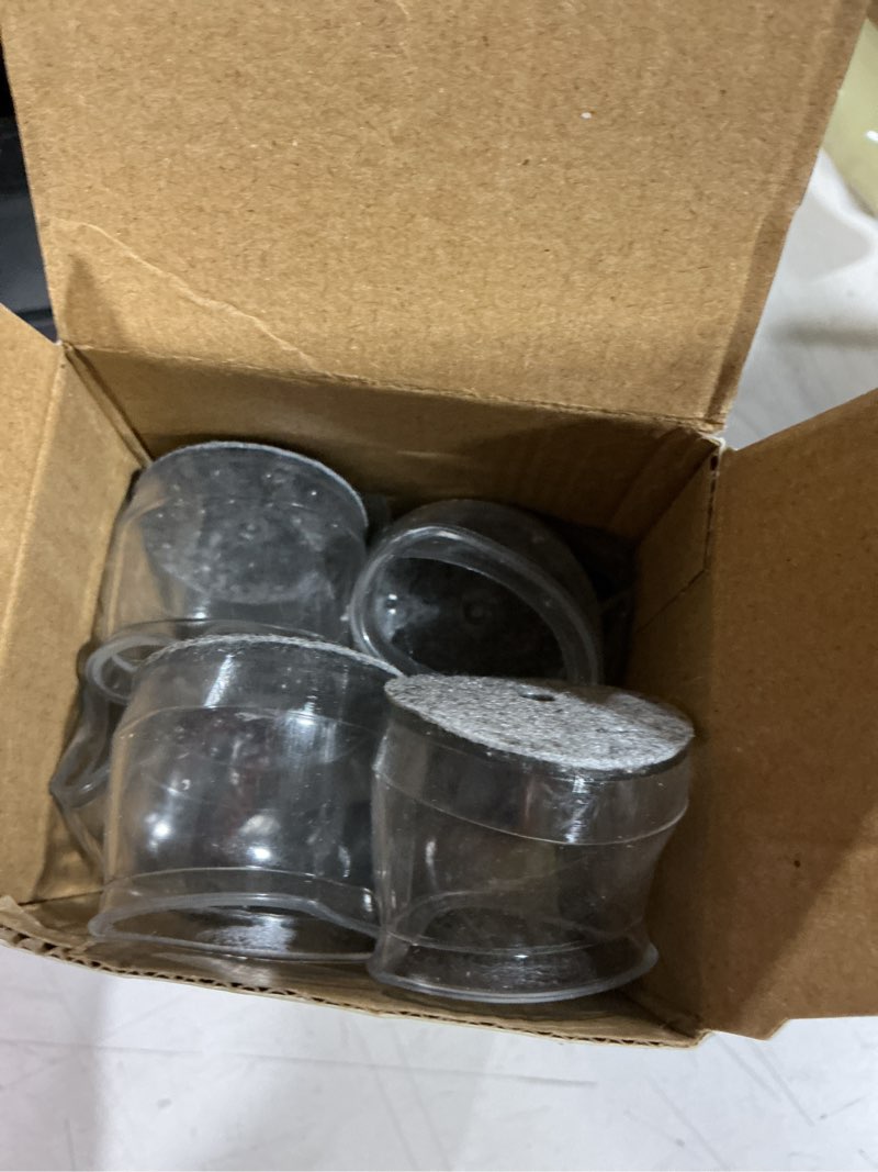 Condition photo showing As Is for 32 pcs chair leg floor protectors - silicone felt pads, scratch-proof & noise-free, easy smooth moving, large size (fits round chair legs: 1-5/16" to 2" diameter)? universal large clear-32pcs