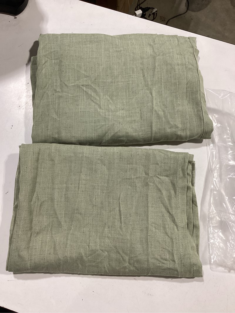 Condition photo showing Good Condition for light sage curtains 84 inch length for living room 2 panels set back tab pocket drapes sheer linen textured lightweight filtering light green curtains for bedroom rustic boho farmhouse decor 7 ft long 52"w x 84"l (pack of 2) light sage