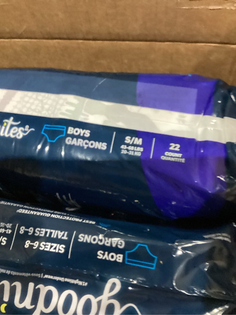 Condition photo showing Good Condition for Goodnites Boys' Nighttime Bedwetting Underwear, Size S/M (43-68 lbs), 44 Ct (2 Packs of 22), Packaging May Vary Small/Medium 44