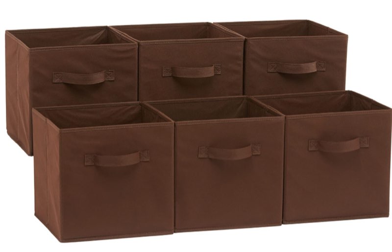 amazon basics cube organizer storage bins handles collapsible fabric pack of 6 brown 