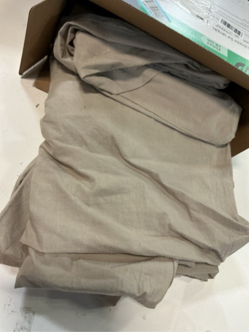 Condition photo showing As Is for (Different color to the photo ) MooMee Bedding Duvet Cover Set 100% Washed Cotton Linen Like Textured Breathable Durable Soft Comfy (Solid Cream White, King 104\\\"x90\\\") (brown) (No Comforter) King (104\\\"x90\\\")