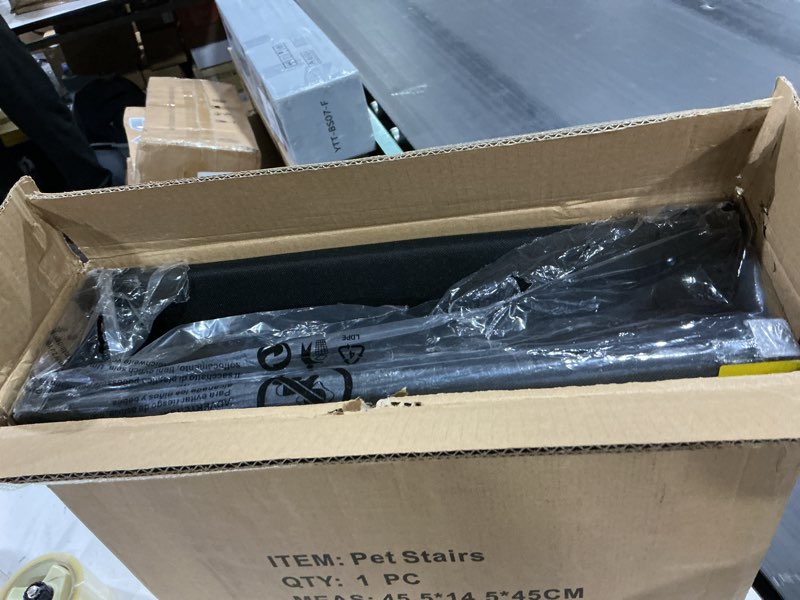 Condition photo showing Good Condition for dog ramp for car 63" long & 17" wide portable dog ramps for large dogs with non-slip rug surface dog car ramp for suv car & truck, folding dog ramp up to 250lbs