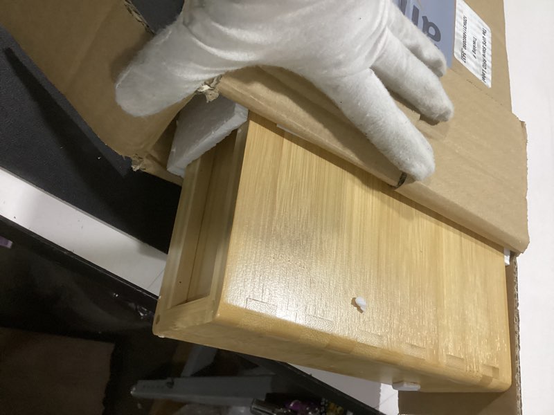 Condition photo showing Good Condition for Bamboo Monitor Stand Riser with Drawer, Ergonomic Computer Riser for Desk with Cable Management & Storage Organizer, Wood Monitor Stand for Home Office