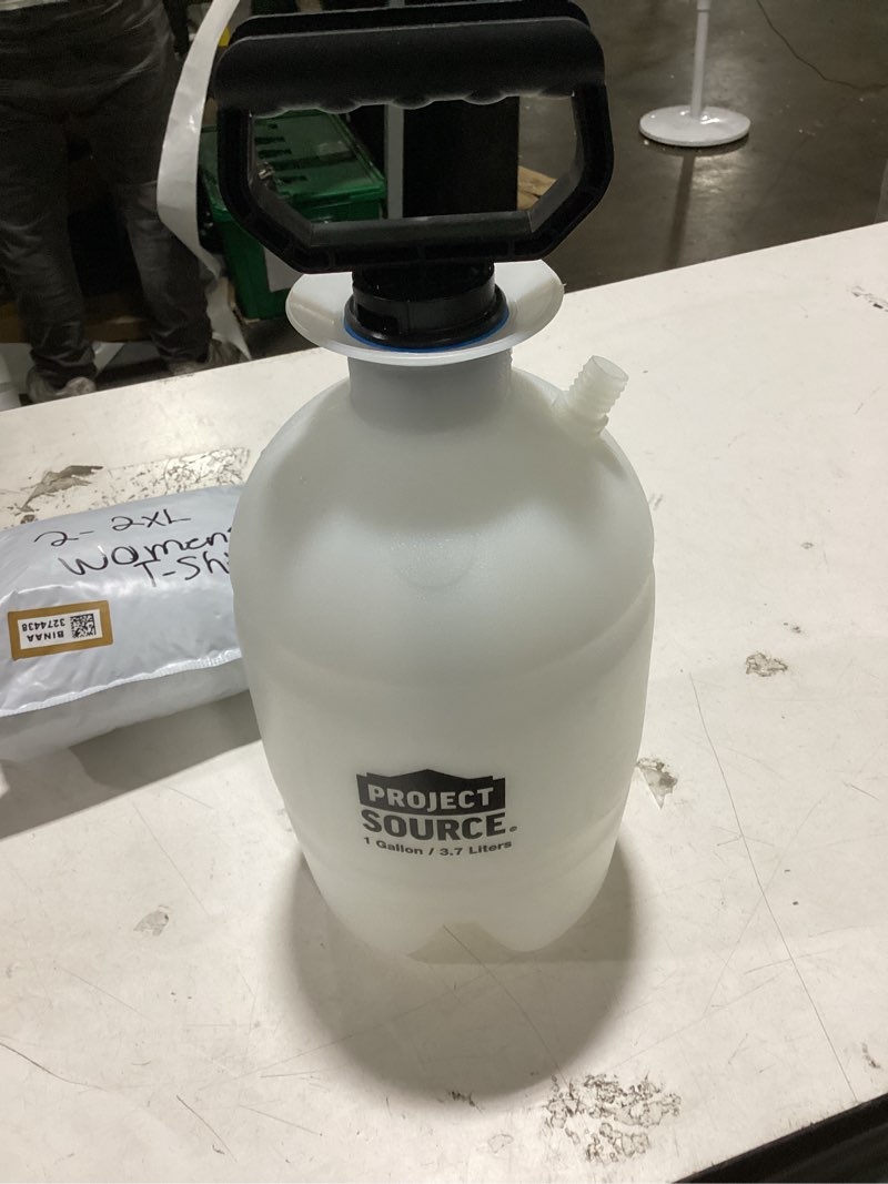 Condition photo showing As Is for (jug only)chapin 20004 pump sprayer, 1-gallon surespray translucent tank with an easy fill funnel-top opening, adjustable cone nozzle & 34\" long reach hose, used for fertilizer, pesticides, weeds & pests