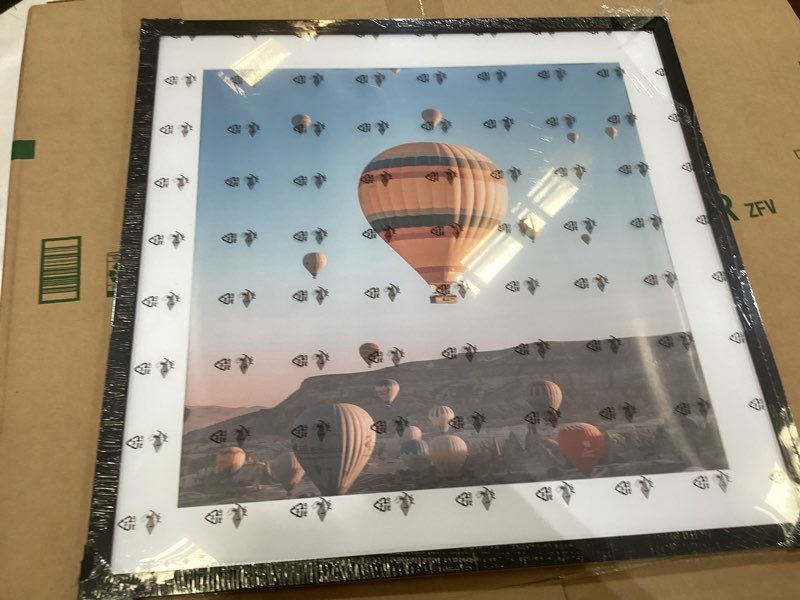 Condition photo showing Good Condition for jcjmy 24x24 picture frame black with 20x20 mat, display photo 20x20 with mat or 24 x 24 without mat, wall hanging large 24x24 poster frame with shatter resistant plexiglass, black black 24x24 inch