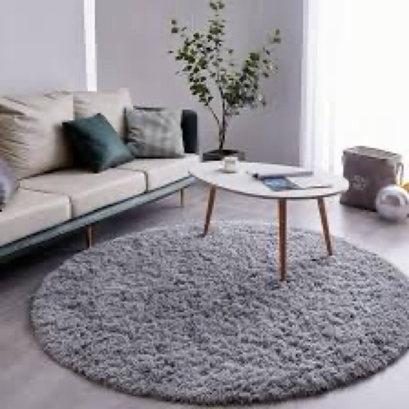 Gifeas Ultra Soft Round Area Rugs for Living Room Bedroom, 5x5 Feet Dark Grey Thickened Memory Foam 