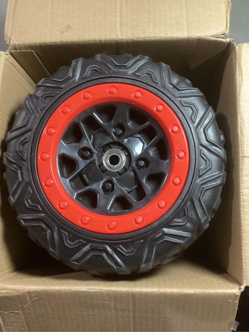 2 pack 25cm/9.8'' pu solid eva foam tire for power wheels,1.2cm/0.47in aperture front/rear gator alligator wheel for car/suv/utv/atv ride on car replacement tires upgrade,free coupler (9.8in tires)