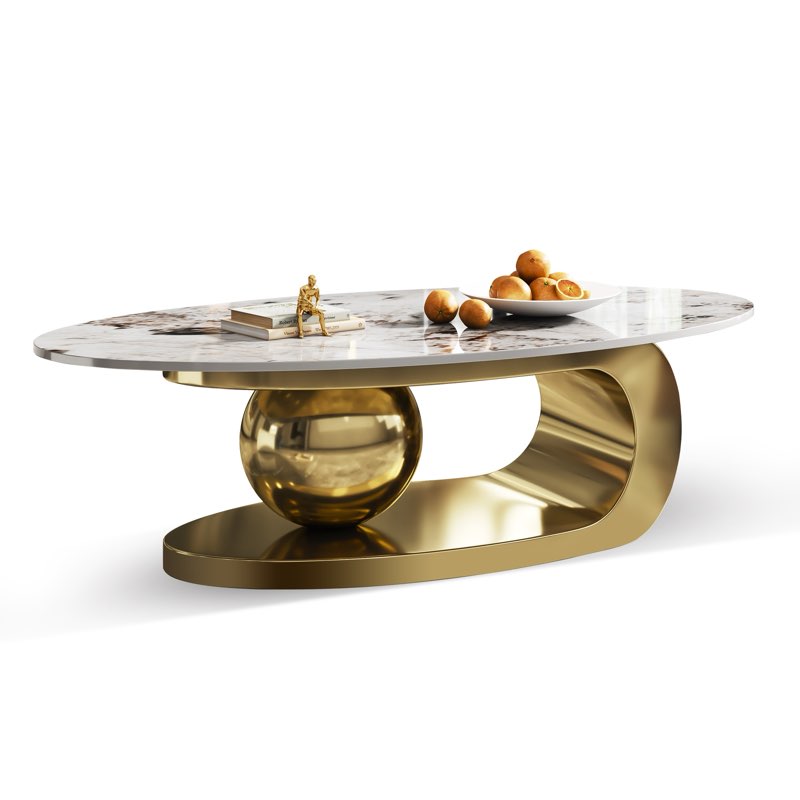 ( incomplete top only). Oizaye Garian Faux Marble Walnut Faux Marble Modern Coffee Table 