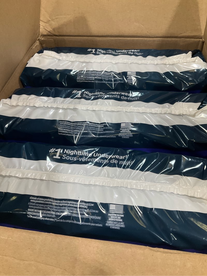 Condition photo showing New/Like New for goodnites nighttime bedwetting underwear, boys' xs (28-43 lb.), 99 ct (3 packs of 33), packaging may vary x-small 99