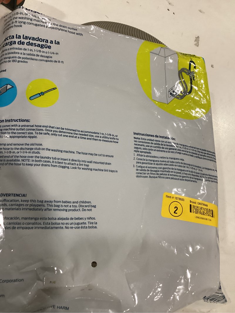 Condition photo showing Good Condition for EASTMAN 8-ft 1, 1-1/8, or 1-1/4 -in OD Inlet x 1 -in Compression Outlet Polypropylene