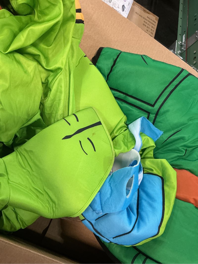 Condition photo showing As Is for rubie's men's teenage mutant ninja turtles deluxe leonardo costume jumpsuit, shell, and eye-mask