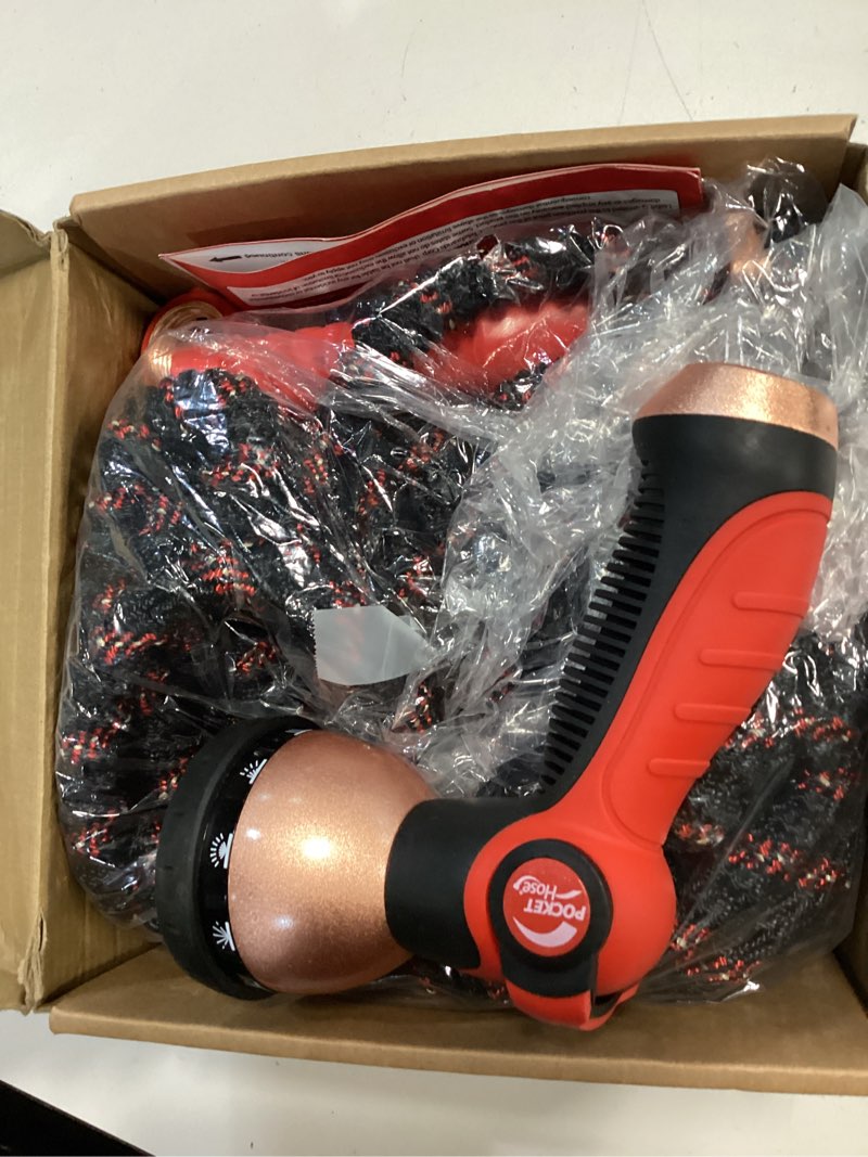 Condition photo showing New/Like New for pocket hose ballistic 50 ft expandable garden hose, no-kink, as seen on tv | anti-burst sleeve reinforced with bulletproof fiber, 360° swiveling pocket pivot connector, lightweight compact design