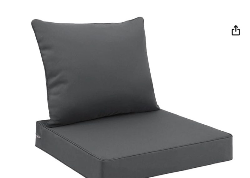 Favoyard Outdoor Seat Cushion Set 22 x 19 Inch Waterproof & Fade Resistant Patio Furniture Cushions with Removable Cover Deep Seat & Back Cushion with Handle and Adjustable Straps for Chair Sofa Couch