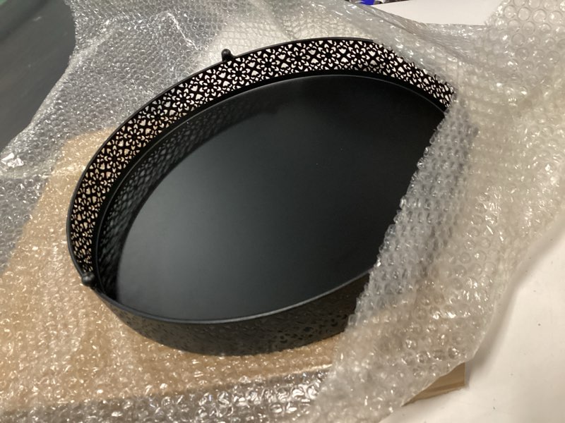 Condition photo showing Good Condition for Wenqik Cake Stand 16 Inch Round Metal Cupcake Dessert Wedding Cake Stand Cookies Display Holder Fruit Serving Tray for Table Wedding Birthday Anniversary Party(Black) Black 16 Inch