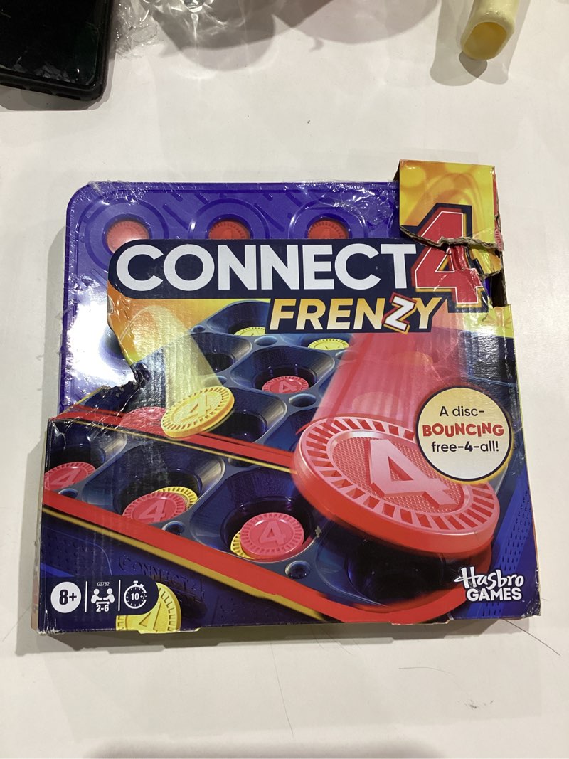Condition photo showing New/Like New for Connect 4 Frenzy Game | Bounce Discs 4 The Win | Family Party Games for Kids, Teens, and Adults | Ages 8+ | 2 to 6 Players | 10 Mins. | Portable Games | Christmas Stocking Stuffers