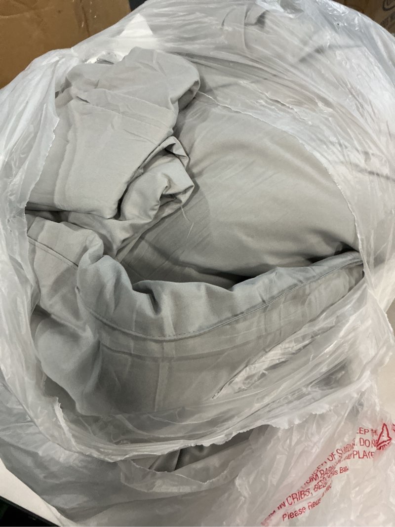 Condition photo showing As Is for CozyLux Light Grey Full Size Comforter Set, 3 Pieces Light Gray Solid Breathable Quilted Bedding Sets, Luxury Soft Bed Set with Down Alternative Comforter All Season (1 Comforter & 2 Pillowcases)