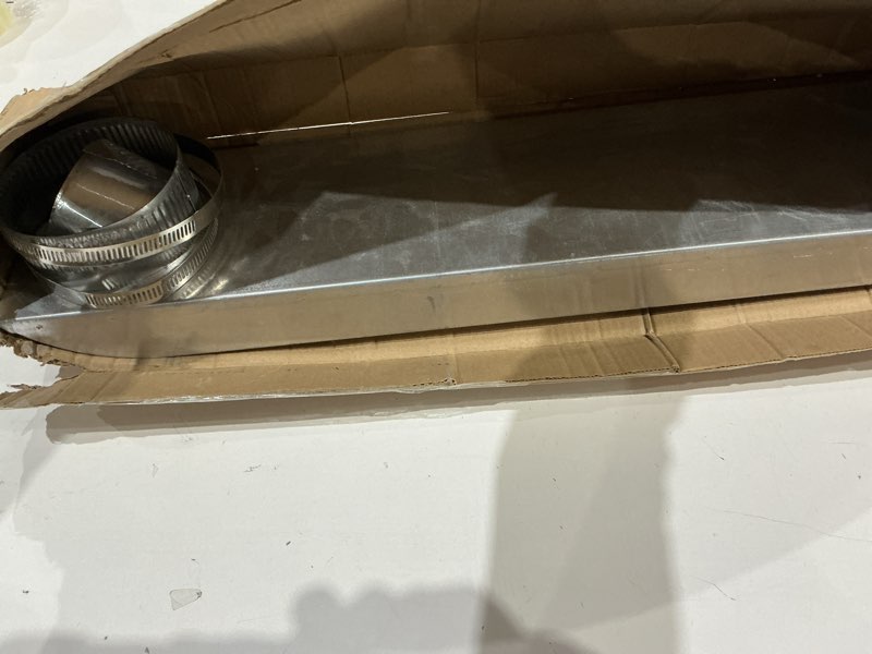 Condition photo showing As Is for periscope dryer vent, 4" adjustable dryer vent connector kit, 304 stainless steel telescoping dryer vent pipe, 21"-38" extension, slim flat exhaust duct hose for tight space, replacement vents