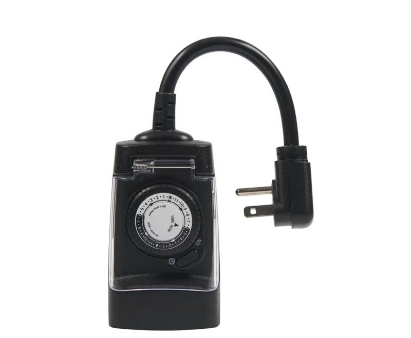 Hyper Tough All-Weather Outdoor Timer with 1 Grounded Outlet, 3-Prong Outlet, 6 inch Cord, 15 Amps