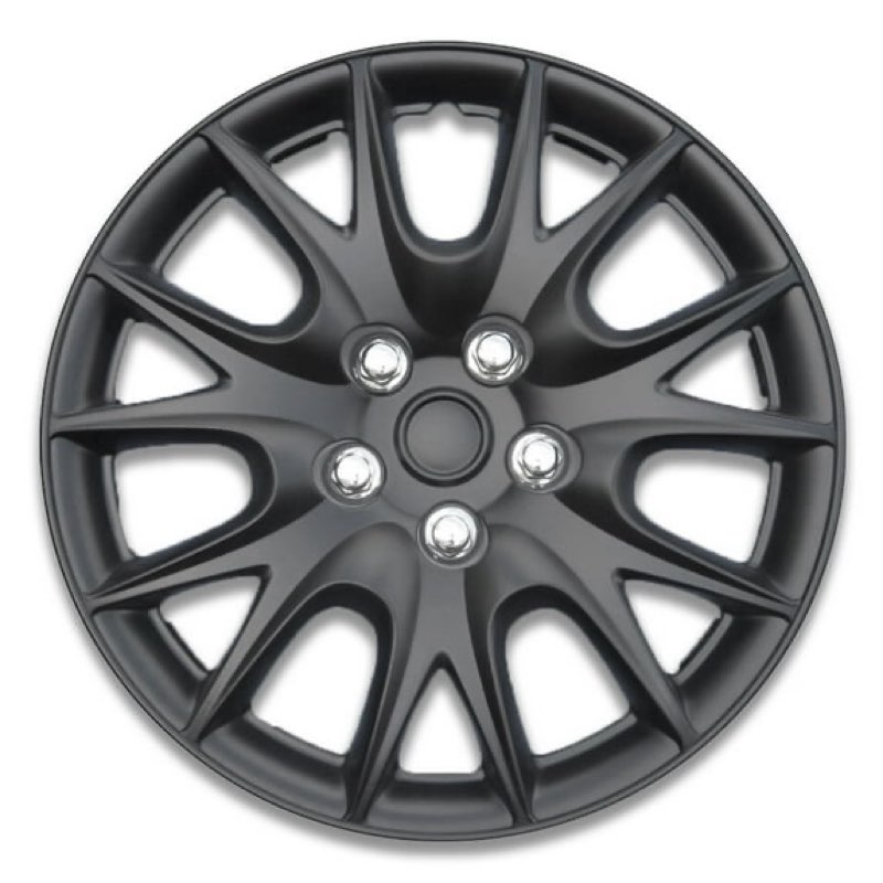 Auto Drive 15 Inch black Alloy Finish Hubcap Wheel Covers - Set of 4 - Fits Most Cars