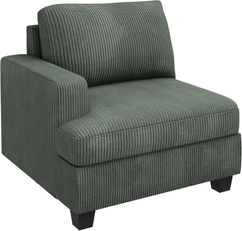 Nolany Left Armrest for Modular Sectional Couch, Customizable Left Armrest for Sectional Sofa, Green