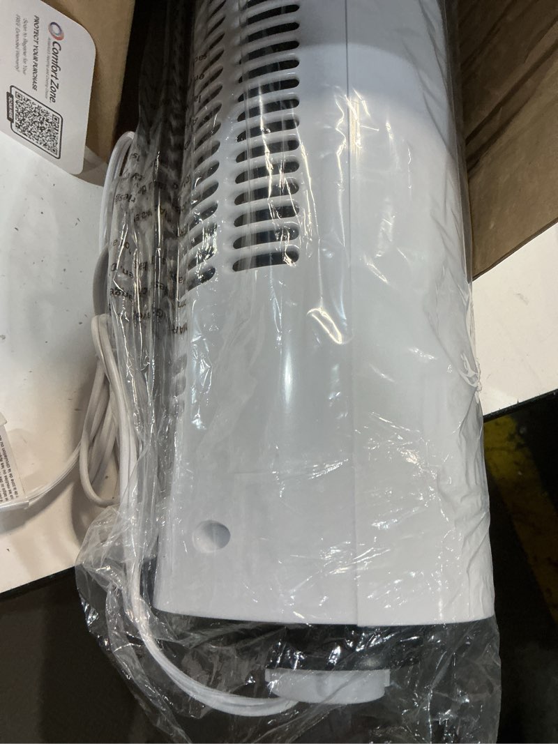 Condition photo showing Good Condition for comfort zone 32-inch oscillating tower fan – ultra-slim bladeless design with 3 speeds, 90° wide oscillation & built-in carry handle – quiet portable standing fan for bedroom, home, or office, white