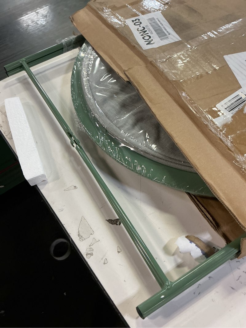 Condition photo showing New/Like New for VECELO Round Side/End Table with Fabric Storage Basket?Metal Anti-Rust and Waterproof Small Bedside Nightstand with Removable Tray Top for Living Room?Balcony & Laundry?Dark Green /2pcs with Basket Green 2 PCS