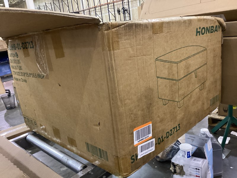 Condition photo showing As Is for HONBAY Ottoman Module for Modular Sectional Sofa, Storage Ottoman Square Ottoman Bench for Living Room, Velvet Black