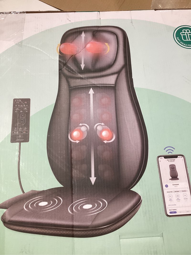 Snailax Shiatsu Neck Back Massager with Heat, Full Body Massage Chair Pad with Adjustable Height, De