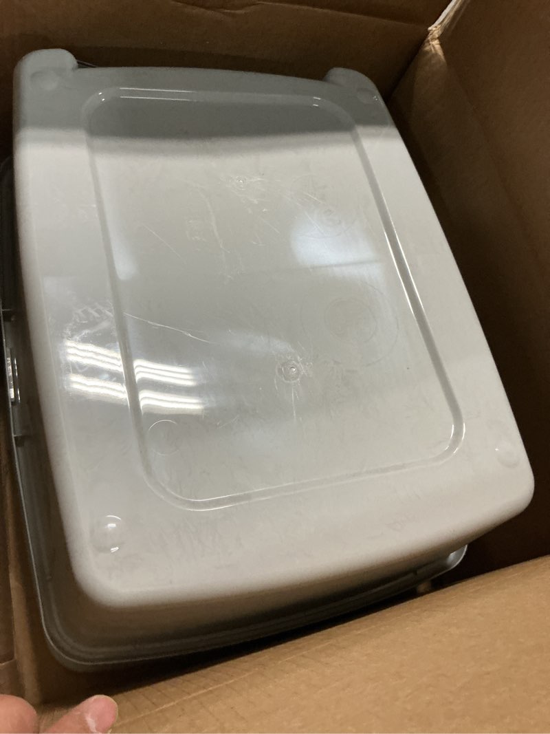 Condition photo showing Good Condition for iris usa cat litter box large open top with high sided walls tall scatter shield scoop included easy clean plastic pan stain resistant for big cats kittens indoor multi-cat households gray open top