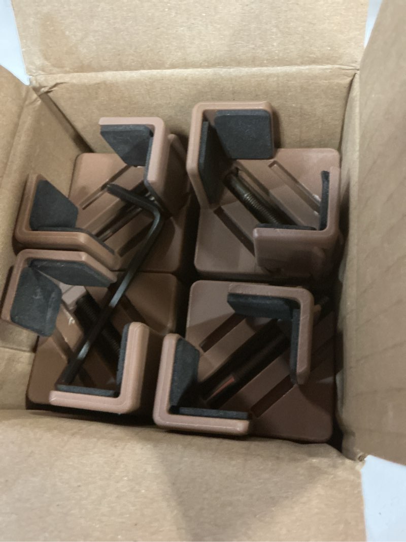 Condition photo showing Good Condition for sephyroth adjustable furniture risers,4pack adjustable bed risers with screw clamp - heavy duty sofa tables furniture risers fit for square/round furniture leg diameter 0.8''-1.6'' (4inch brown)