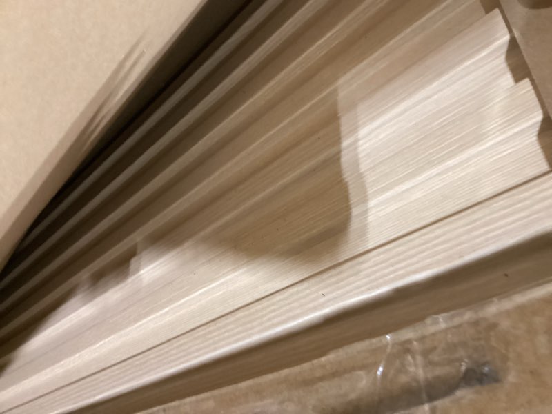 Condition photo showing Good Condition for Art3d 12-Pack Slat Design 3D Wall Panels for Interior Wall Decor, 2x4 FT PVC Decorative Drop Ceiling Tiles - Oak 24 x 48in. Oblong - Oak 12