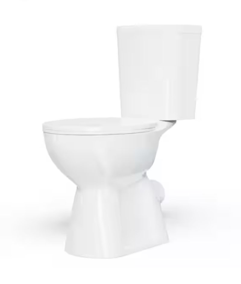 19 in. 2-Piece 1.0/1.6 GPF Rear-Outlet Dual Flush Round High Toilet in White (Seat Included)