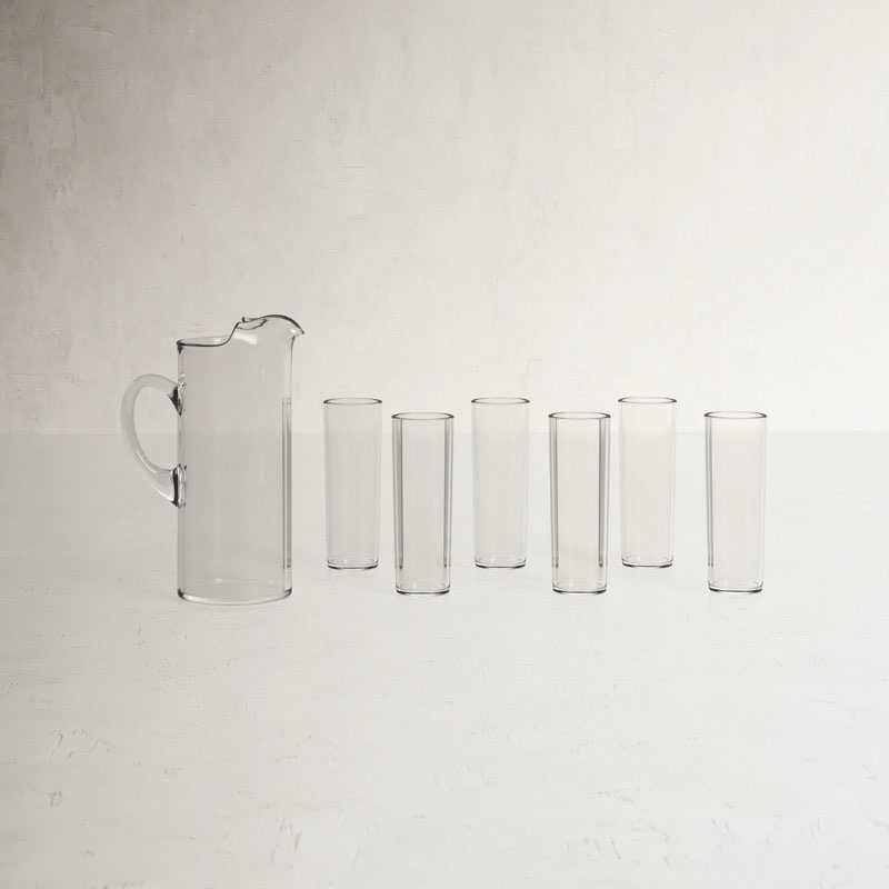 Modern Bar Libbey Boozy Brunch Entertaining Set with 6 Highball Glasses and Pitcher