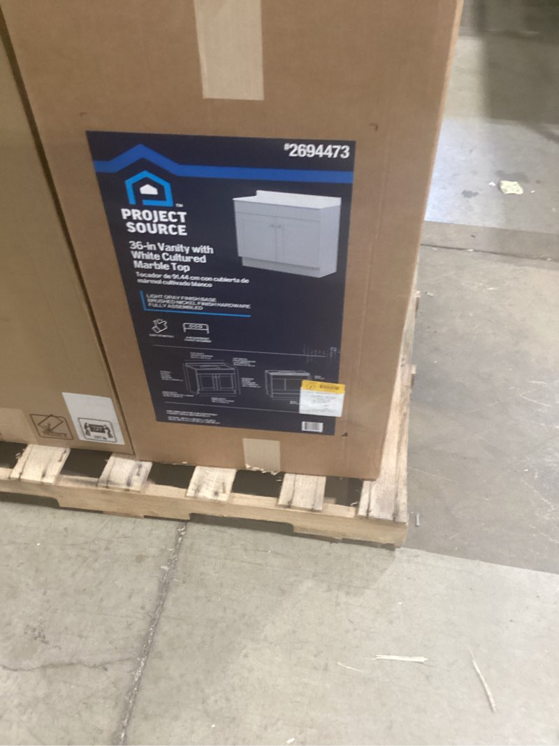 project source 37-in x 22-in white cultured marble single sink 4-in centerset faucet mount bathroom