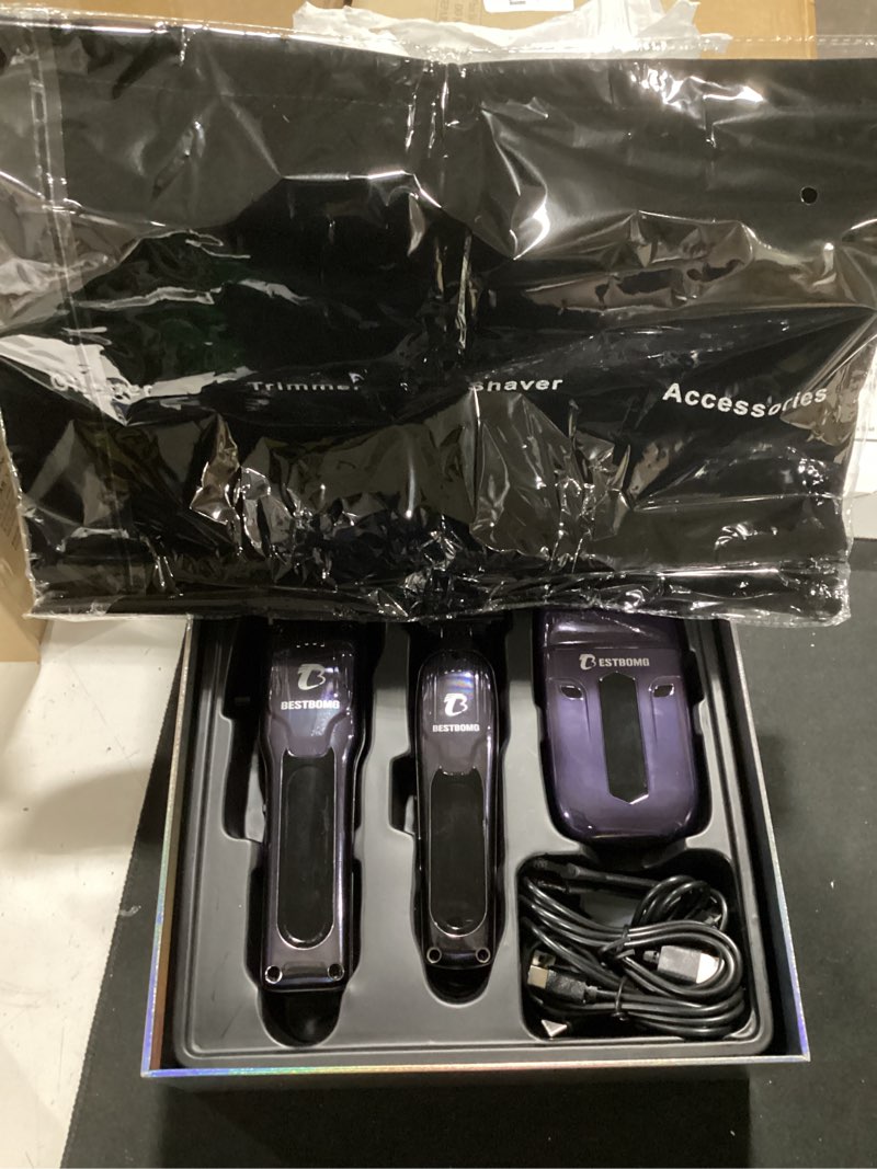 Condition photo showing New/Like New for bestbomg® hair clippers for men, professional hair clippers, beard trimmer& rechargeable shaver set, metal t-blade, led display, barber hair cutting kit for men grooming & gifts, bs-808c (blue)
