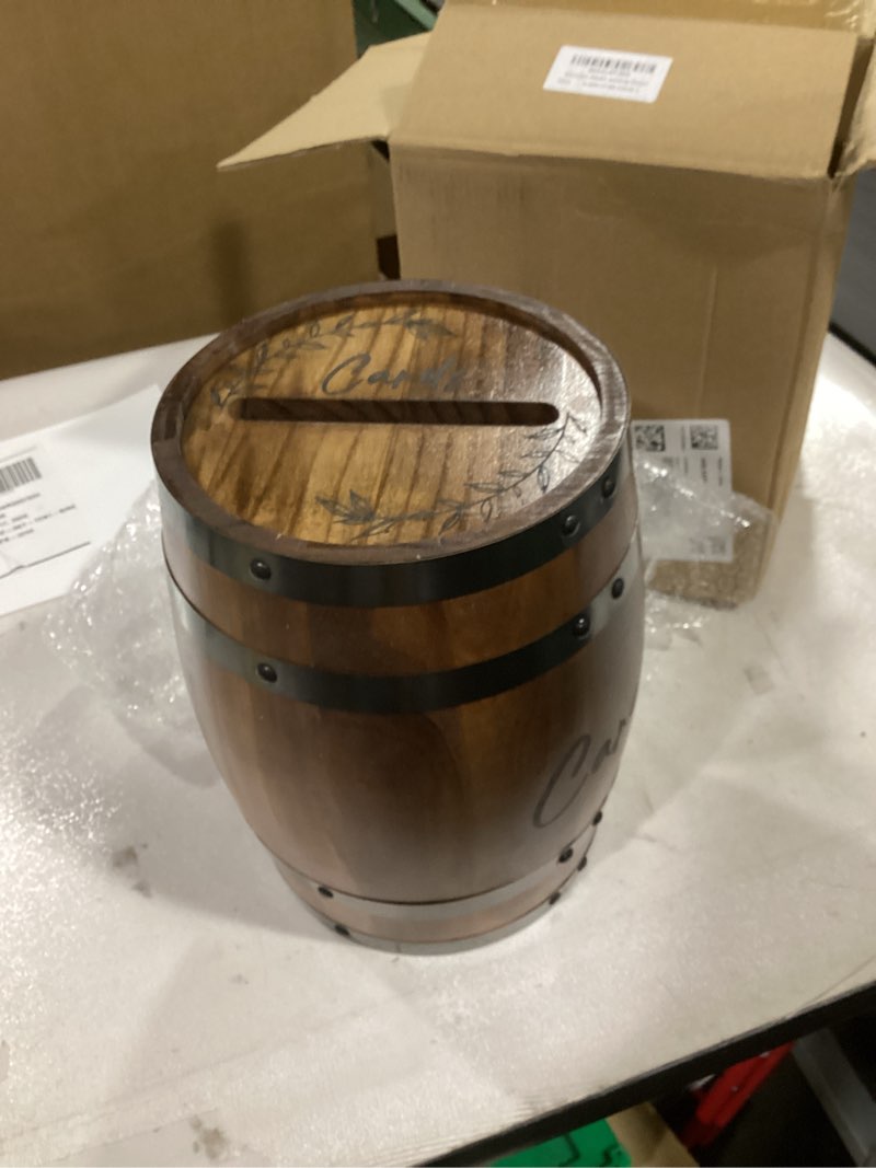 Condition photo showing Good Condition for OurWarm Wooden Wedding Card Box for Reception, Whiskey Barrel Gift Card Box for Party, Money Envelope Boxes with Slot & Holder for Graduation Bridal Shower Birthday Wedding Decor Brown