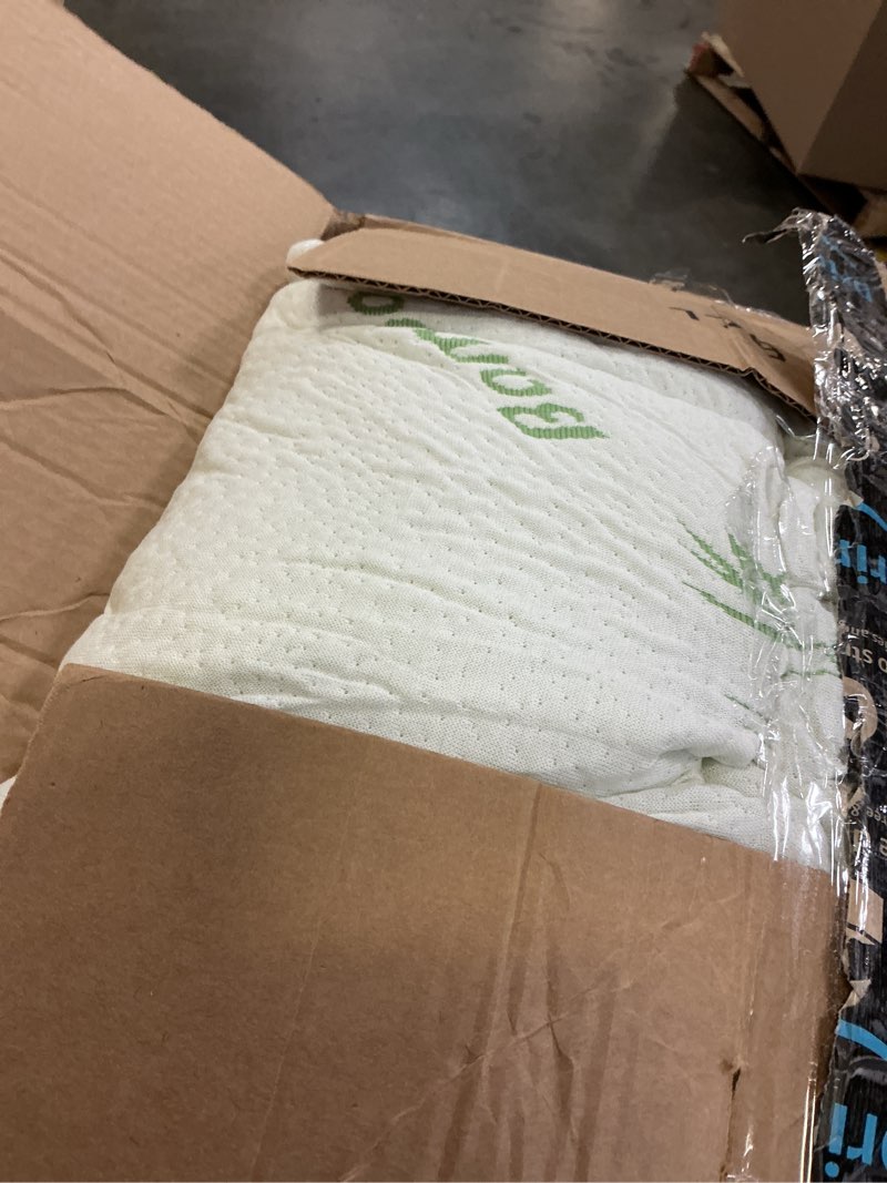 Condition photo showing As Is for ultra soft queen size mattress topper - viscose made from bamboo pillow top mattress pad for back pain relief - naturally cooling for hot sleepers, green green queen
