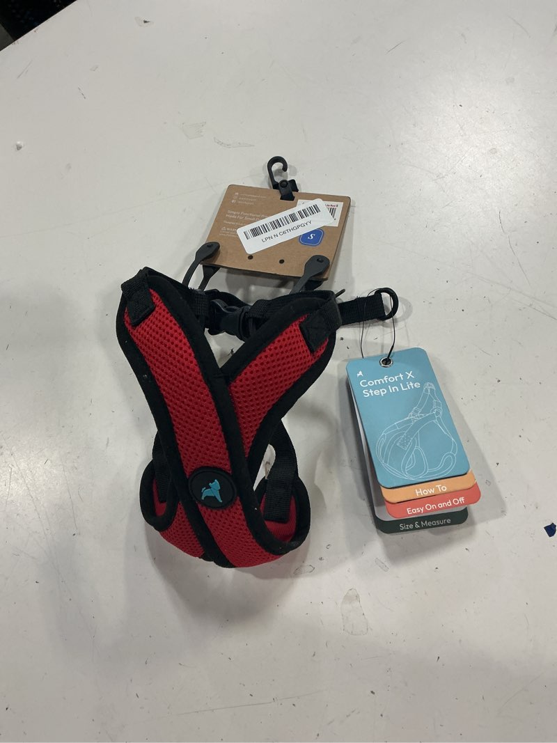 Condition photo showing New/Like New for gooby comfort x step in lite dog harness - choke free, escape free with light breathable mesh - step in dog harness for small dogs only - quick release buckle, metal d-rings - red, small small (14-17") red