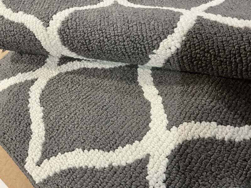Condition photo showing As Is for Maples Rugs - A - Rebecca Geometric Washable Indoor Runner Rugs, 1'9 x 5', Indigo/Ivory
