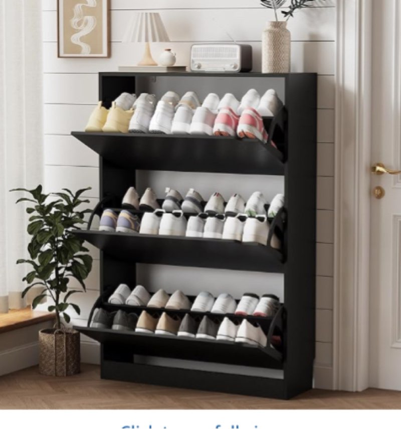 shoe cabinet with 3 flip drawers