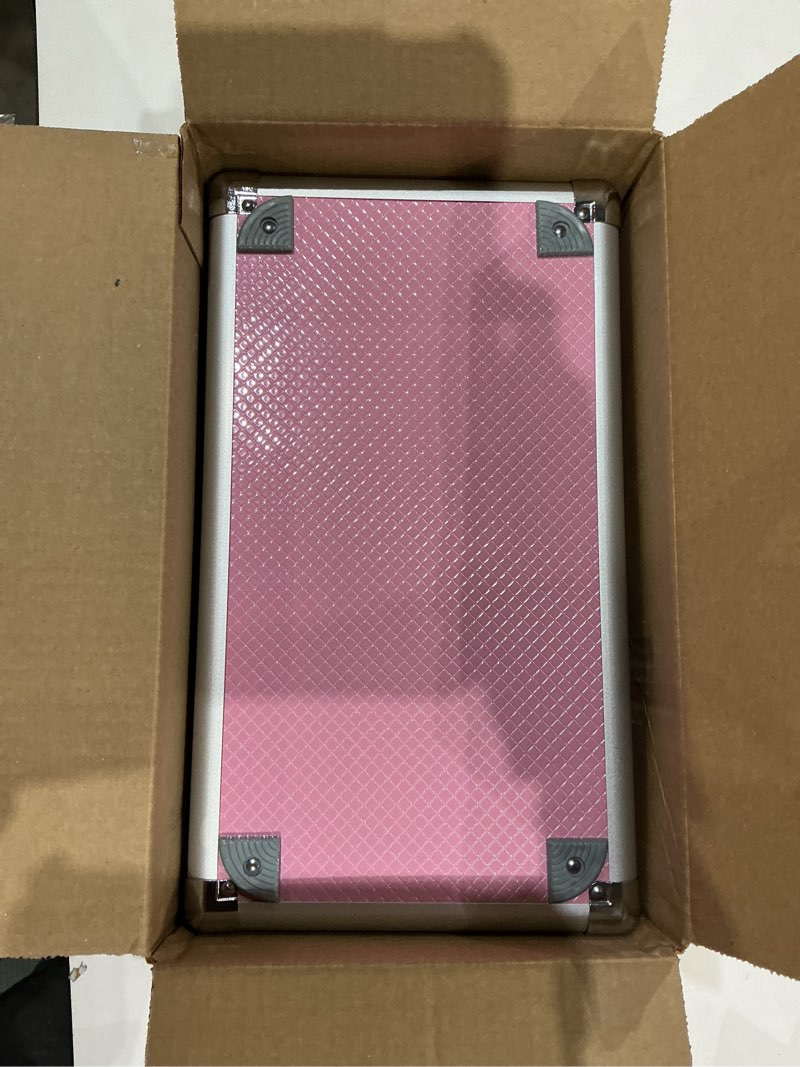 Condition photo showing Good Condition for 13.4 x 8 x 8.7 inch lockable storage box with combination lock, portable safe for documents, medicine, cash & valuables, medicine lock box with label slot for home, office & travel - pink 14in pink