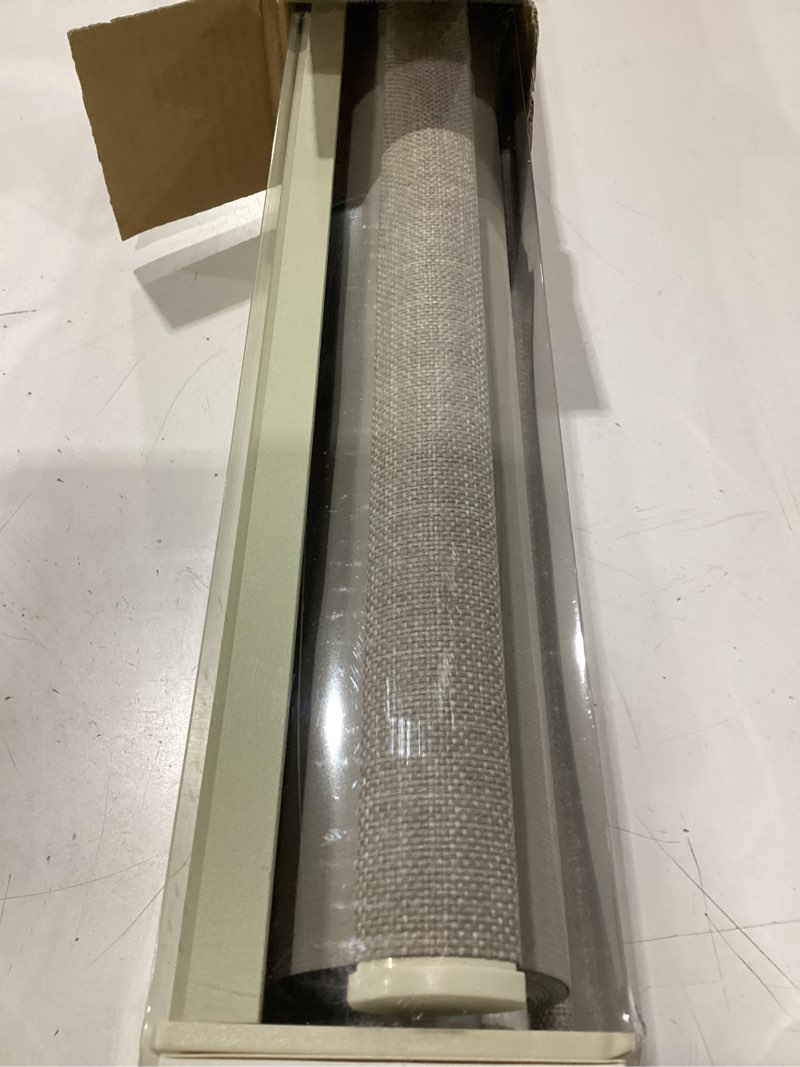 Condition photo showing New/Like New for cordless blackout shades for door bay windows free-stop uv protection 100% black out linen roller shades blinds for indoor bedroom bathroom living dining room, greyish beige burlywood birch w23xh72 burlywood birch 23"w x 72"h