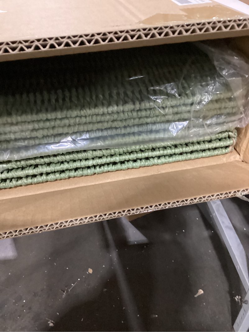 Condition photo showing New/Like New for Handwoven Paper Woven Cube Basket Organizer with Handles set of 4 Foldable Storage baskets for Bedroom Living Room Cubby Storage Units for Clothes Books Toys (Green, 13" L x 13" W x 13" H) Green 13" L x 13" W x 13" H