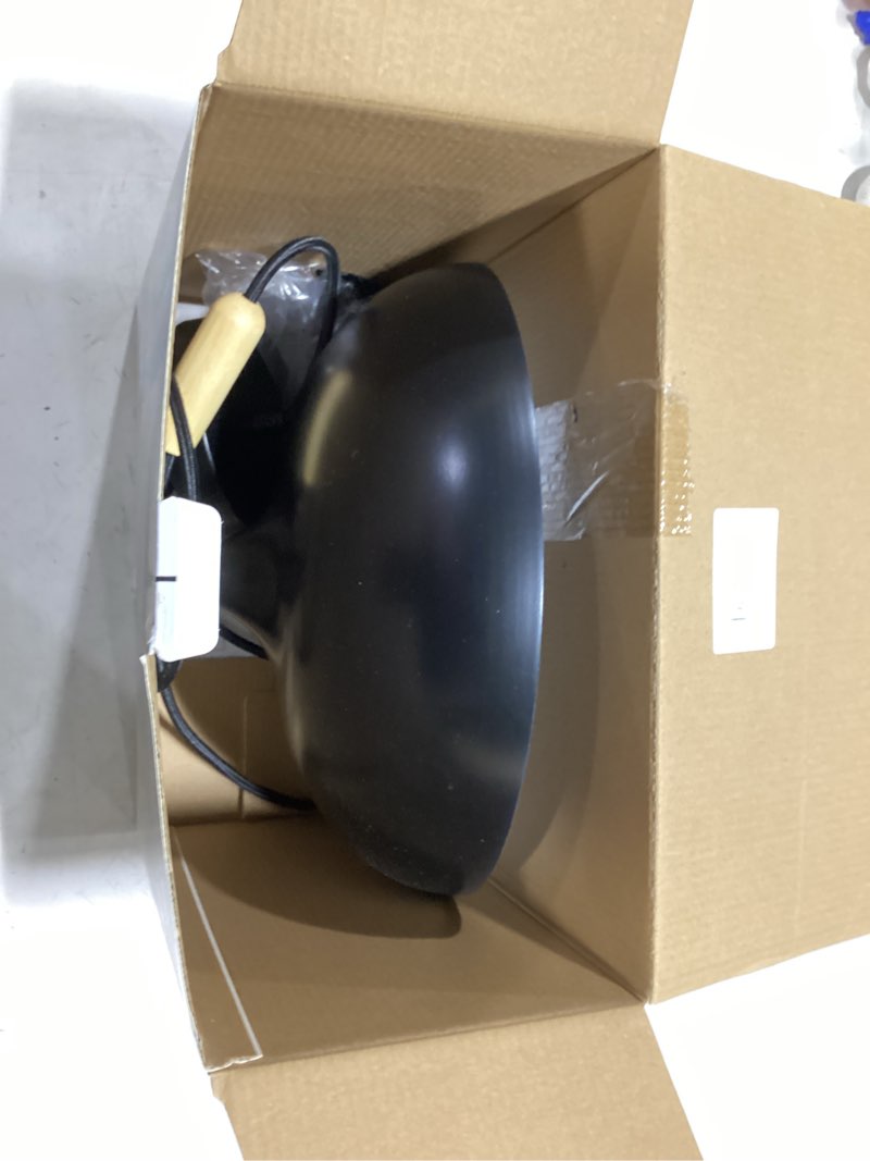 Condition photo showing As Is for better homes & gardens 55” height adjustable black pendant ceiling light, all metal a19 led bulb