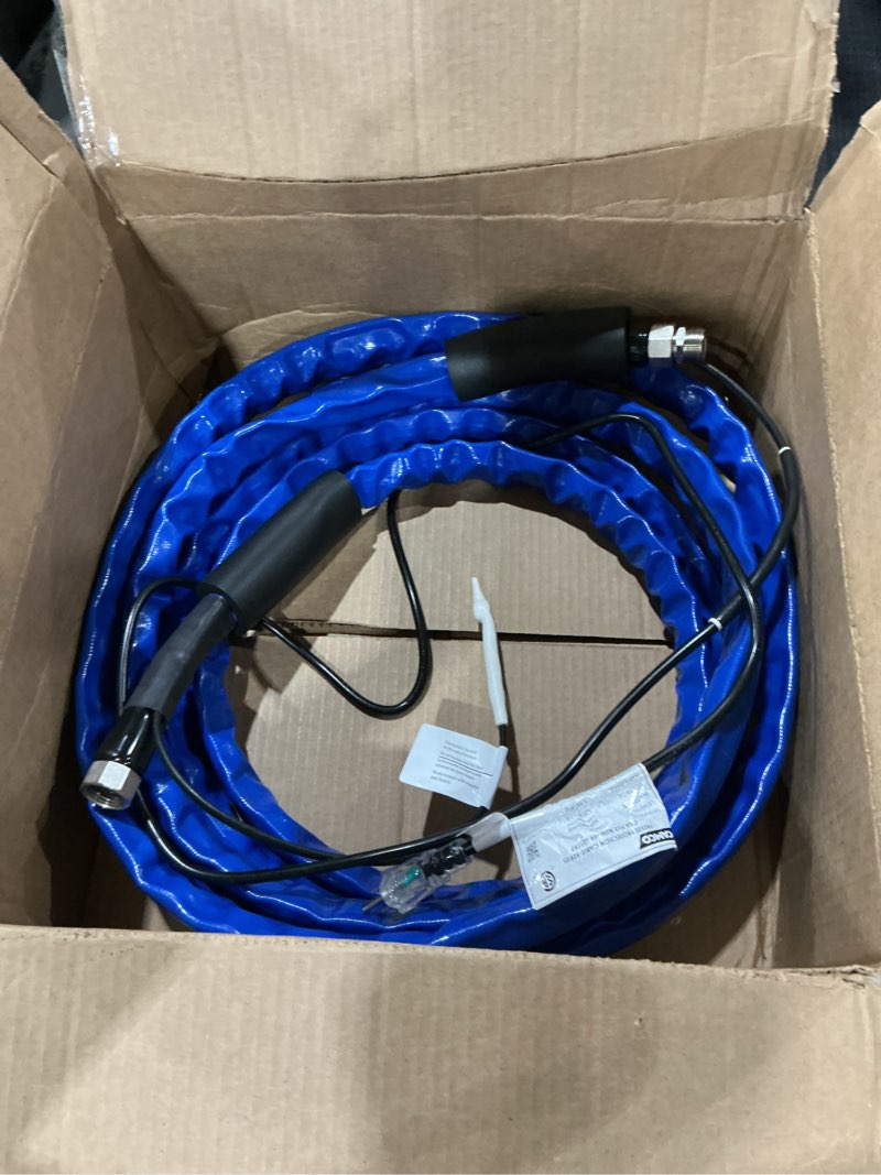 Condition photo showing As Is for Camco 25-Ft Heated Water Hose for RV - Water Line Freeze Protection Down to -20°F/-28°C - Features Energy-Saving Thermostat & Includes Adapter for Connection to Either End of Hose (22911) -20-Degree 25-Foot