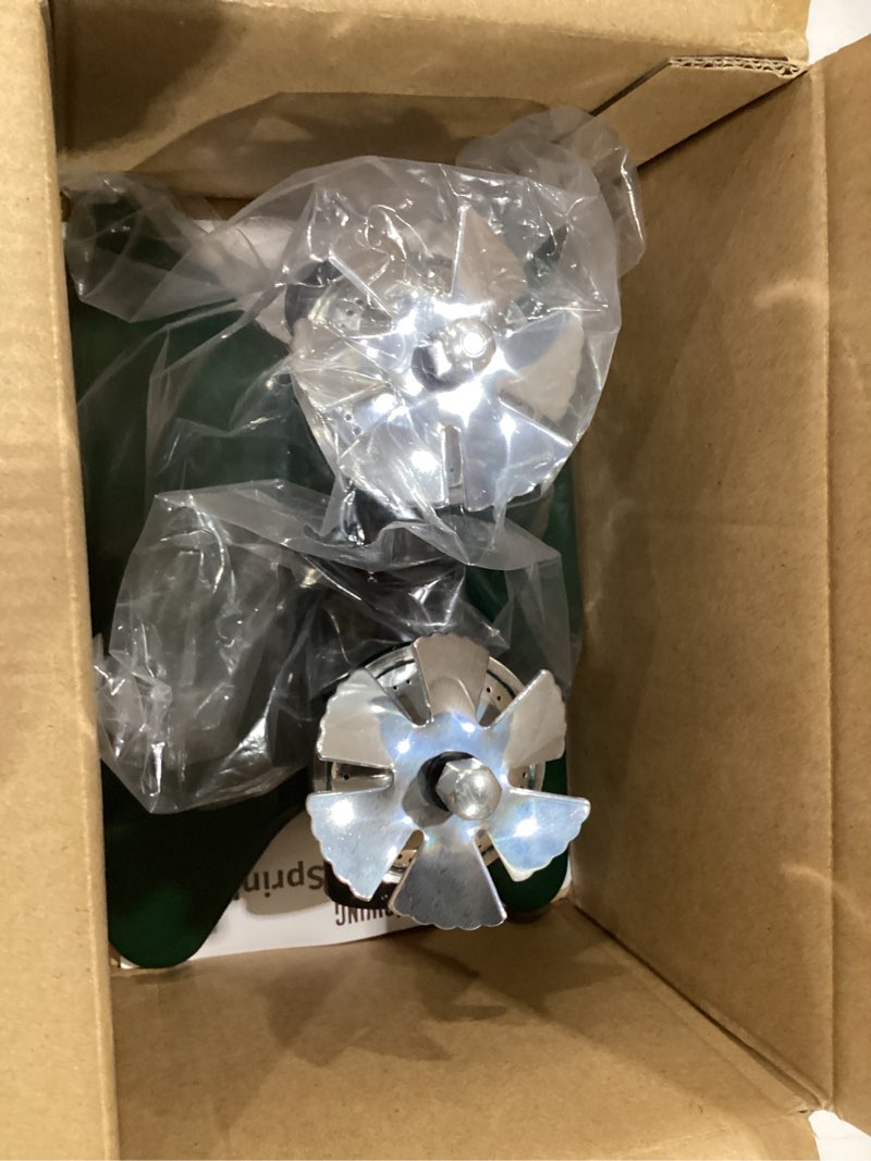 Condition photo showing New/Like New for biswing 2 pack lawn sprinkler, heavy duty metal square garden sprinkler, 360 degree large area irrigation, connectable rotating automatic water sprinklers for yard lawn garden watering