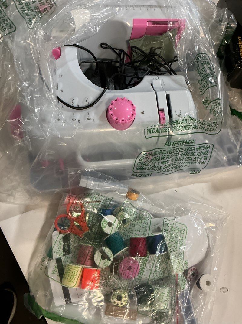 Condition photo showing Good Condition for tidjani sewing machine for beginners, mini sewing machine with extension table, 6 replaceable presser feet, portable sewing kit, equip 12 stitches, suitable for kids, adults beginners(pink)