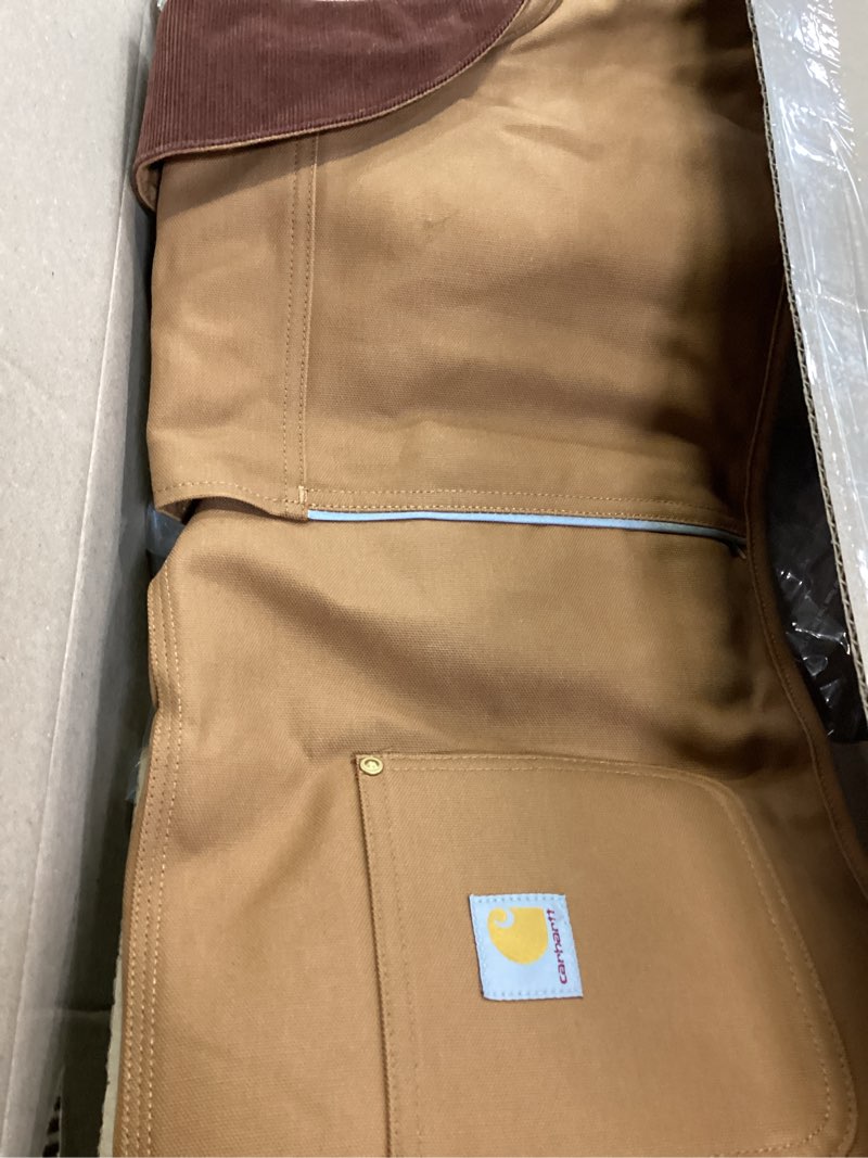 Condition photo showing Good Condition for Carhartt Firm Duck Dog Chore Coat, Insulated Weather Resistant Jacket for Cold and Windy Conditions, Carhartt Brown, Large Carhartt Brown / Brass Large