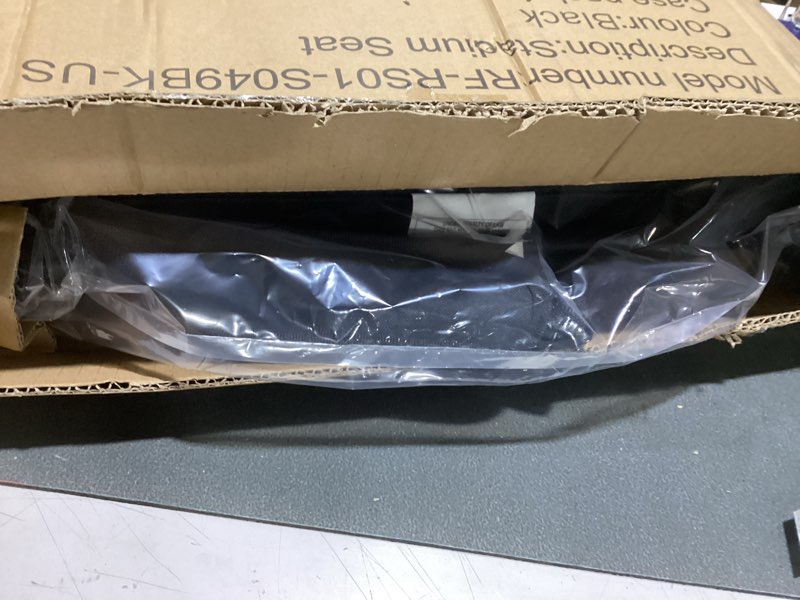 Condition photo showing New/Like New for stadium seats with back support and cushion, folding stadium chair includes shoulder strap and cup holder, portable bleacher chairs for sports events black